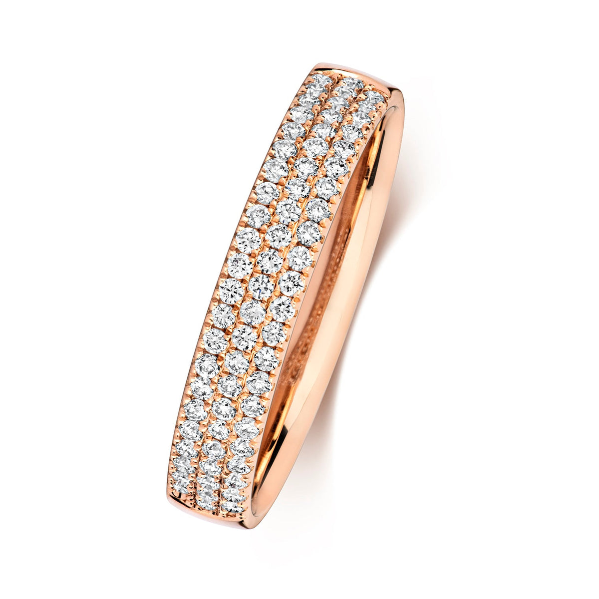 DIAMOND CLAW SET 3 ROW WEDDING RING IN 18CT ROSE GOLD
