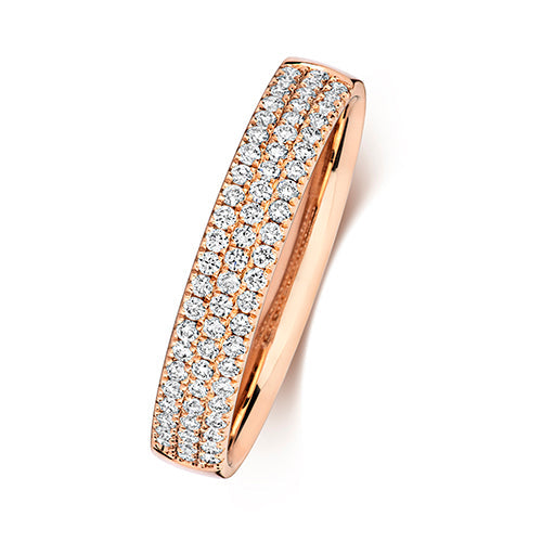 DIAMOND CLAW SET 3 ROW WEDDING RING IN 18CT ROSE GOLD
