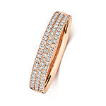 Alliance sertie de diamants, 3 rangs, en or rose 18 carats
