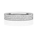 Alliance sertie de diamants, 3 rangs, en or blanc 18 carats
