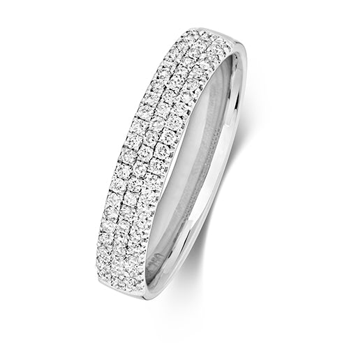 DIAMOND CLAW SET 3 ROW WEDDING RING IN 18CT WHITE GOLD