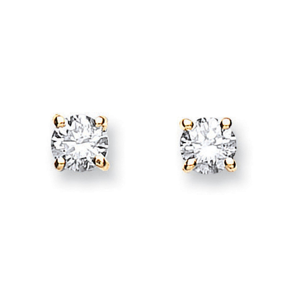 0.50ct claw set diamond stud earrings in 18ct yellow gold