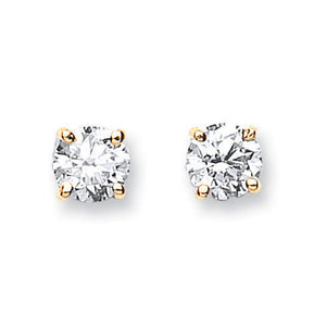 18ct Yellow Gold 1.00ct Claw Set Diamond Stud Earrings