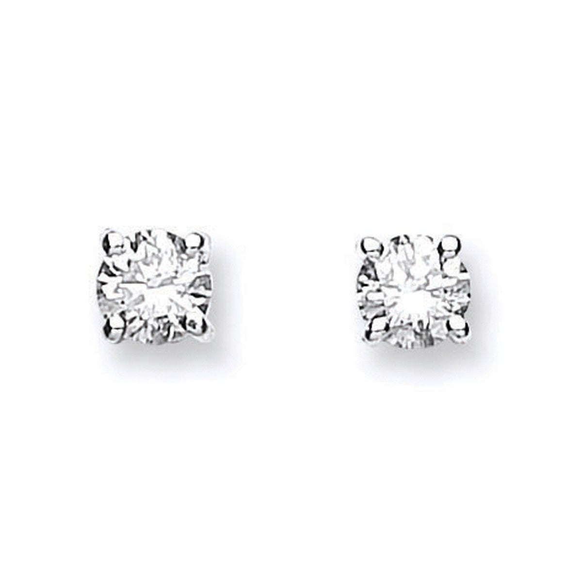 0.50ct claw set diamond stud earrings in 18ct white gold