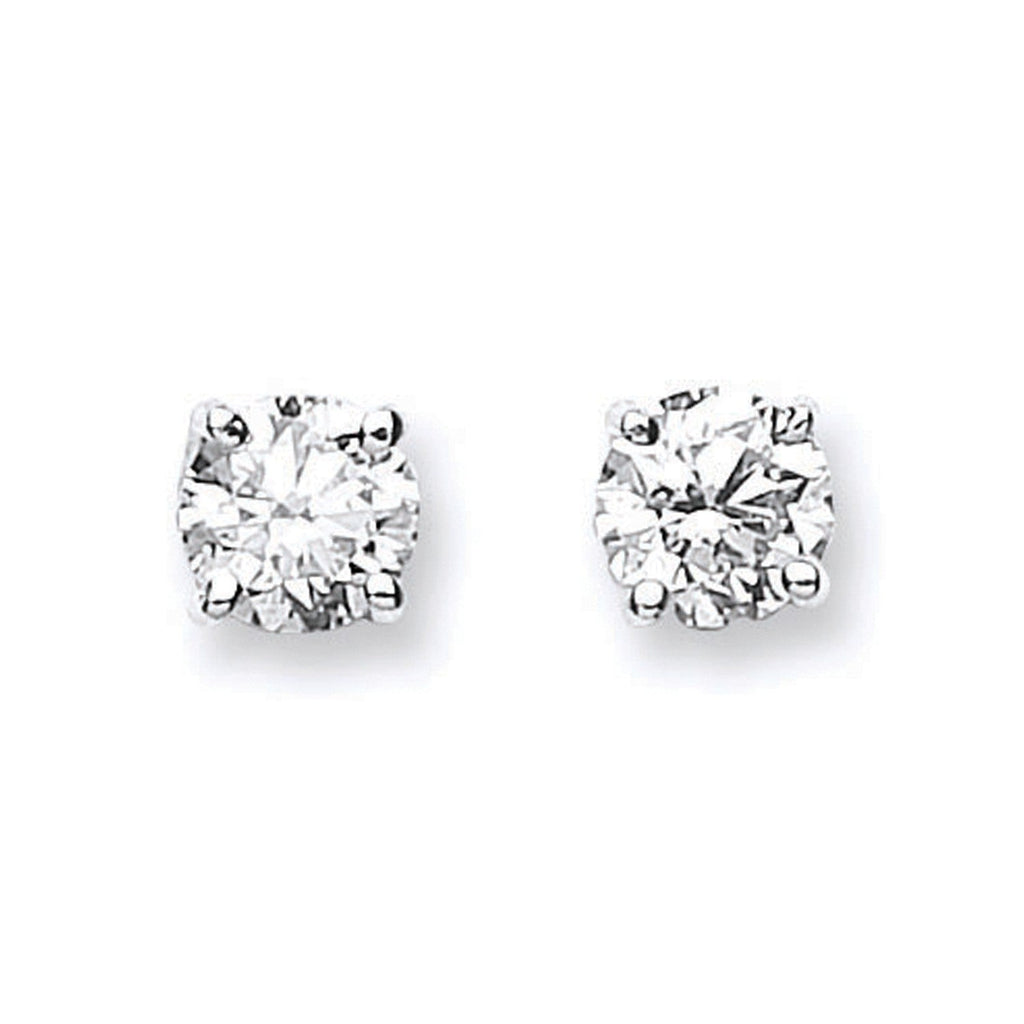 18ct White Gold 1.00ct Claw Set Diamond Stud Earrings