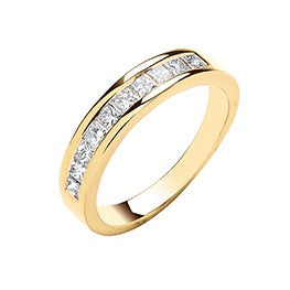 18ct Yellow Gold 0.50ctw Princess Cut Diamond Eternity Ring