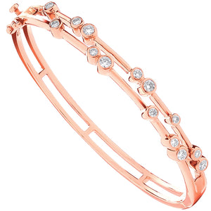 18ct Rose Gold Diamond Bubble Bangle