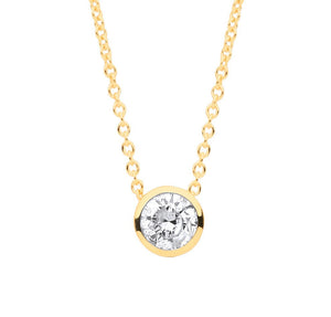 18ct Yellow gold 0.25ctw G-SI Rubover Diamond Pendant 18inch/45cm chain