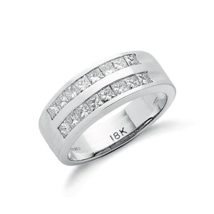 18ct White Gold 1.20ct 2 Row Princess Cut Diamond Eternity Ring