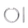 Boucles d'oreilles créoles en or blanc 18 carats serties de diamants (1,60 carat).