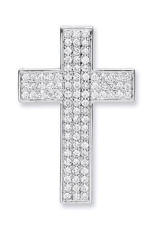 18ct White Gold Pave Set 0.80ct Diamond Cross