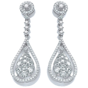 18ct White Gold 3.30ct Diamond Drop Earrings
