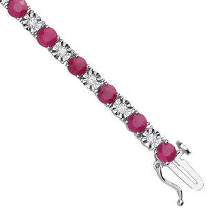 18ct White Gold 0.54ct Diamond & 5.38ct Ruby Bracelet