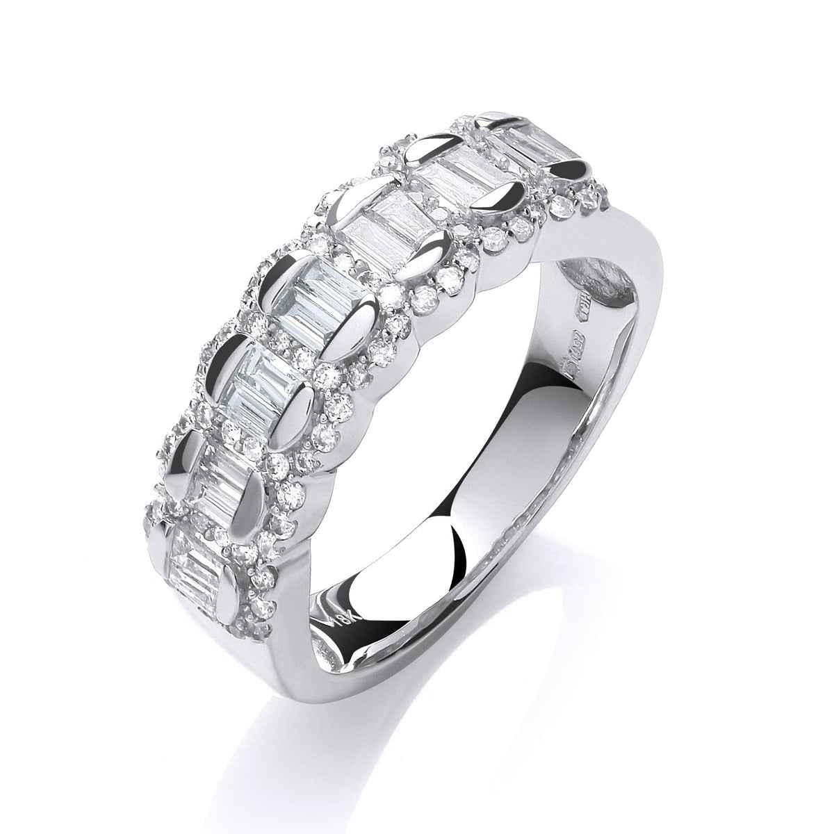 18ct white gold diamond half eternity ring with a 0.75ct