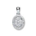 18ct White Gold 0.23ct Diamond Oval Shape Pendant