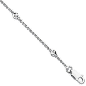 18ct White Gold 0.20ct Diamond by the yard Rubover Bracelet