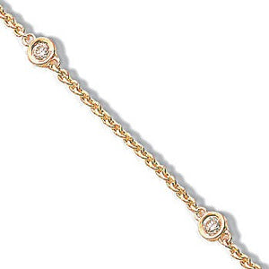 18ct Yellow Gold 0.50ct Diamond by the yard Necklace (18in/45cm)