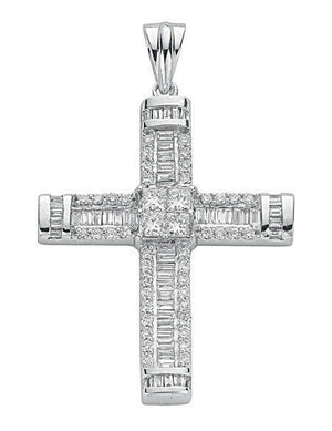 18ct White Gold 1.52ct Brilliant, Princess & Baguette Diamond Cross
