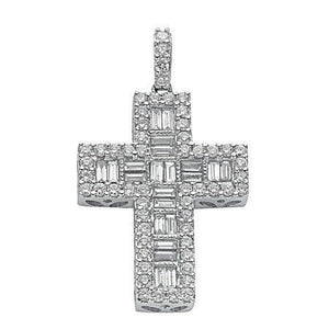18ct White Gold 1.02ct Brilliant & Baguette Diamond Cross
