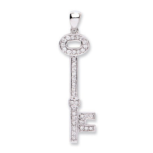 18ct White Gold 0.22ct Diamond Key