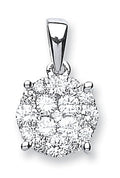 Pendentif en or blanc 18 carats serti d'un diamant de 0,75 carat