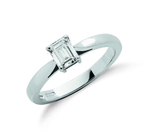 18ct White Gold 0.50ct Emerald Cut Diamond Engagement Ring