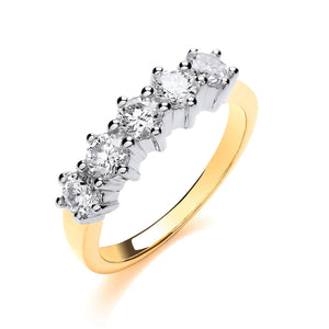 18ct Yellow Gold 1.00ctw 5 Stone Diamond Eternity Ring