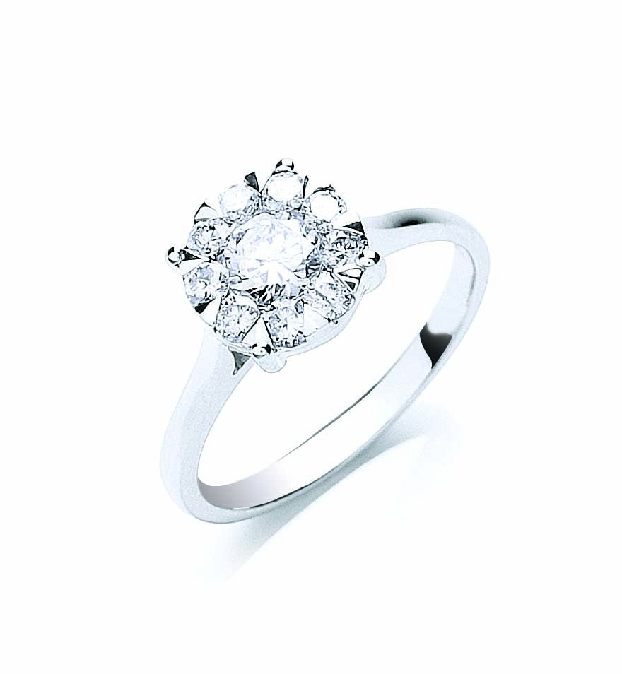 Stylish 18ct white gold with 0.75ct Illusion diamond ring