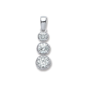 18ct White Gold 0.75ct Diamond Trilogy Pendant