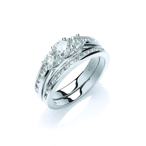 18ct White Gold 1.20ct Trilogy Bridal Set