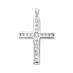 18ct White Gold 1.17ct Princess Cut Diamond Cross