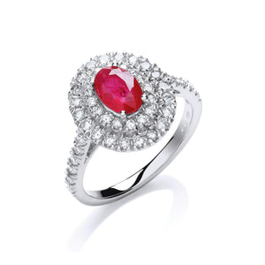 18ct White Gold 0.60ct Diamond, 0.90ct 7x5mm Oval Ruby Ring
