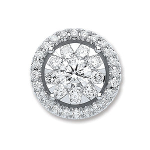 18ct White Gold 0.60ct Diamond Cluster Pendant