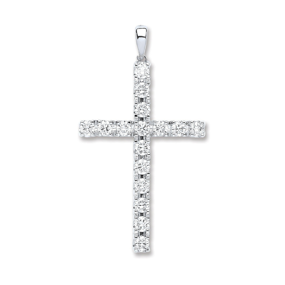 18ct White Gold 1.60ct Diamond Cross Pendant