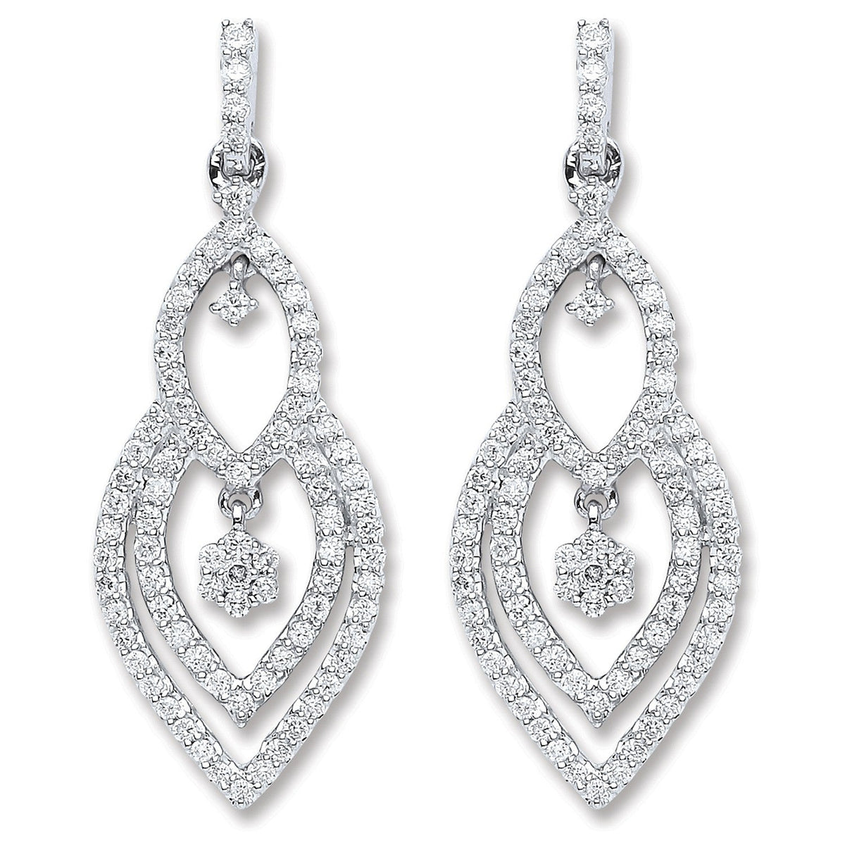 18ct White Gold 0.75ct Dia Drop Earrings