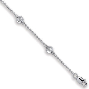 18ct White Gold 0.40ct Diamond by the Inch  Rubover Bracelet