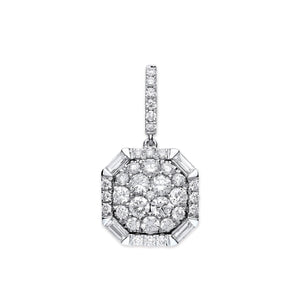 18ct White Gold 1.00ct Brilliant & Baguette Cut diamond pendant