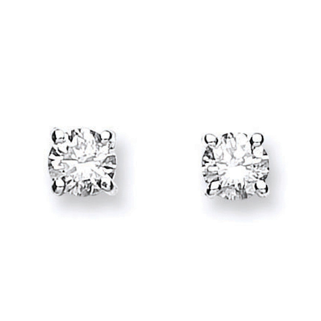Boucles d'oreilles puces en or blanc 18 carats serties de diamants (0,60 carat au total)