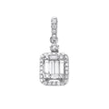 Anhänger aus 18-karätigem Weißgold mit rechteckigem Halo und 0,40 ct Diamanten im Baguette- und Brillantschliff.