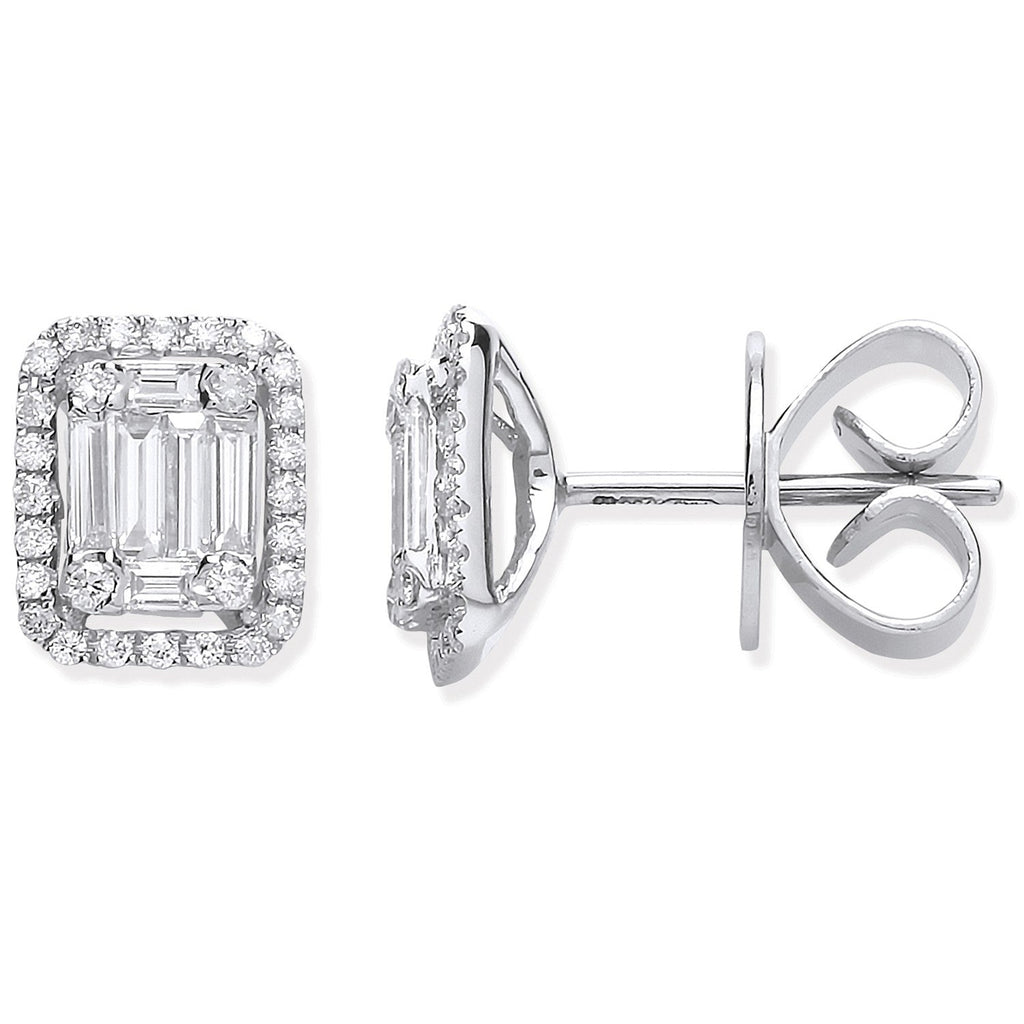 0.65ct Rectangle Halo Diamond Earrings