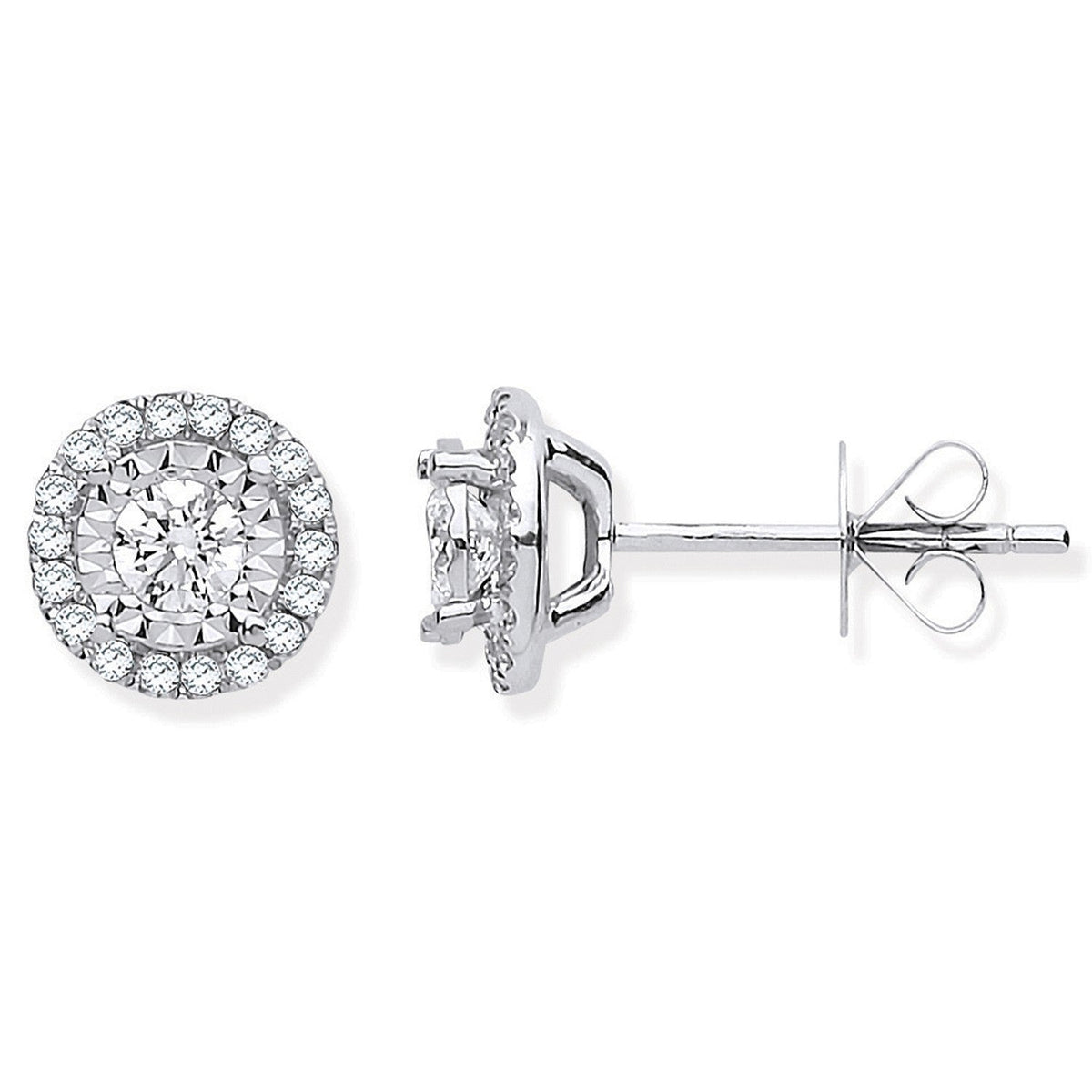 Boucles d'oreilles pendantes en or blanc 18 carats serties de diamants (0,50 carat au total)