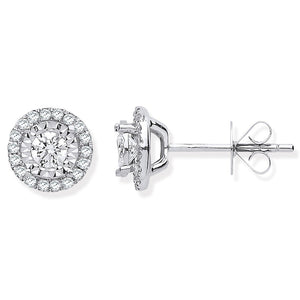 18ct White Gold Halo 0.50ctw Diamond Studs