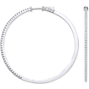18ct White Gold 1.1ctw Claw Set Hoop Earrings