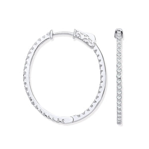 18ct WG 1.27ctw Diamond set Inside & Outside Oval Hoops