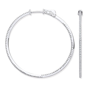 18ct WG Skinny Hoops Set with 0.72ctw Diamonds Inside & Outside