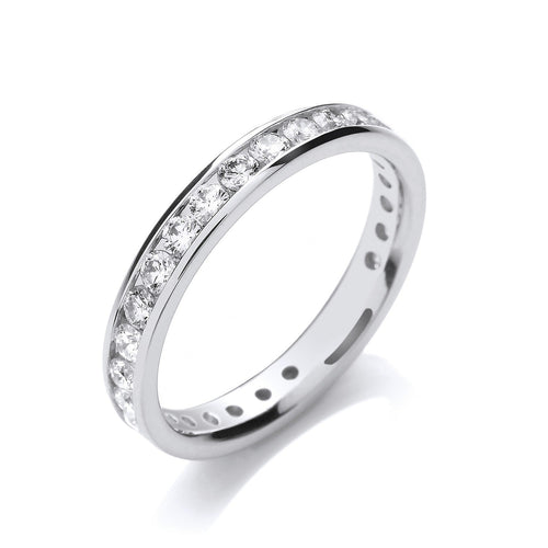 18ct white gold channel set full eternity diamond ring