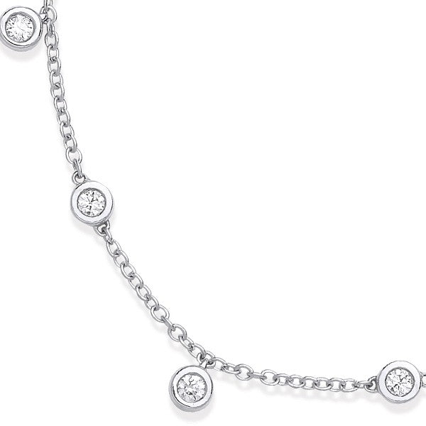 18ct WG 0.33ctw Rub Over Set Diamond Chain