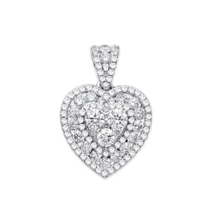 18ct White Gold 1.35ct Heart Pave Diamond Pendant