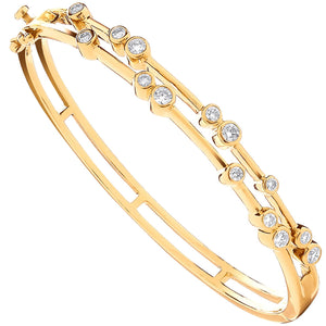 18ct Yellow Gold 1ct Diamond Bubble Bangle