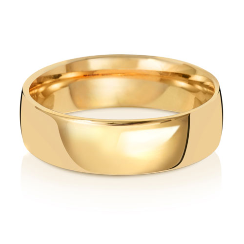 18CT GOLD 6MM SLIGHT COURT LIGHT WEDDING RING